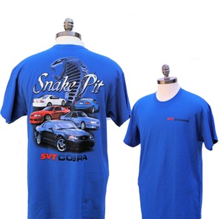 เสื้อยืด พิมพ์ลาย Ford Mustang Snake Pit สีฟ้า สําหรับผู้ชาย