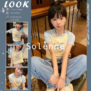 Solenne  เสื้อครอป เสื้อยืดผู้หญิง ครอป baby tee สาวเรโทร 2023 NEW Style High quality fashion ทันสมัย สบาย A99J30P 36Z230909