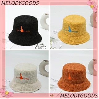 Melodg หมวกบักเก็ต ผ้าแคชเมียร์ ทรงแบน ให้ความอบอุ่น