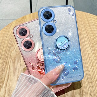 เคสโทรศัพท์มือถือ ไล่โทนสี ลายดอกกุหลาบ พร้อมแหวนขาตั้ง สําหรับ VIVO Y27 Y78 Y77 Y76 Y36 Y35 Y22 Y22S Y16 Y02T Y02A Y02 V27 V27E V25 Pro V25E V23 V23E 4G 5G