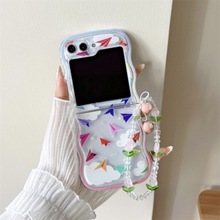 เคสโทรศัพท์มือถือ TPU นิ่ม ฝาพับ ลายนกกระเรียนกระดาษ สําหรับ Samsung Z Flip 5 Z Flip 4 Z Flip 3