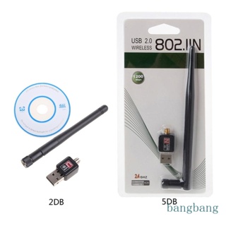 Bang อะแดปเตอร์ไวไฟ USB2 0 พร้อมเสาอากาศ สําหรับคอมพิวเตอร์ แล็ปท็อป Windows