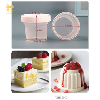 Chuffed&gt; ถ้วยพลาสติกใส่ขนมหวาน พร้อมช้อนมูส ทรงกลม ขนาดเล็ก 100 มล. 5 ชิ้น