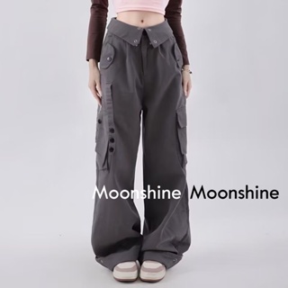 Moon  กางเกงขายาว คาร์โก้ กางเกง เชือกอเมริกันคลาสิค Cargo pants 2023 NEW  072808 fashion พิเศษ Korean Style Beautiful A90M067 36Z230909