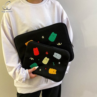 Bag World กระเป๋าแล็ปท็อปปักลายใหม่ยอดนิยมแท็บเล็ตป้องกันการชนกันกระเป๋า iPad เรียงรายไปด้วยขนปุย