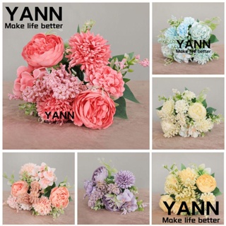 Yann1 ดอกกุหลาบปลอม ดอกโบตั๋นปลอม ไฮเดรนเยีย สําหรับตกแต่งบ้าน DIY