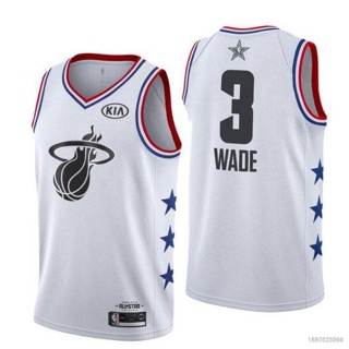 เสื้อกีฬาแขนกุด ลายทีม All-Star Game NBA Jersey Miami Heat Wade HQ7 2019 พลัสไซซ์ QH7