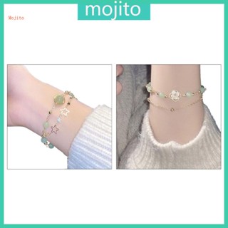 Mojito สร้อยข้อมือ ประดับลูกปัดดาว สองชั้น สไตล์เกาหลี Y2K