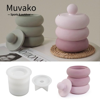 Muvako แม่พิมพ์ซิลิโคน ทรงกลม พร้อมฝาปิด สไตล์มินิมอล สําหรับทําเทียน DIY