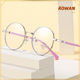 Rowans แว่นตา กรอบโลหะ ทรงกลม ป้องกันดวงตา สีฟ้า ป้องกันแสงสีฟ้า แฟชั่น สําหรับเด็กผู้ชาย และเด็กผู้หญิง