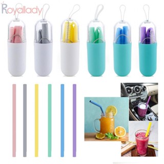 #ROYALLADY#Silicone หลอดดูดน้ํา พร้อมแปรงทําความสะอาด ขนาด 8.5*3 ซม. 21 กรัม พับได้ สําหรับกลางแจ้ง