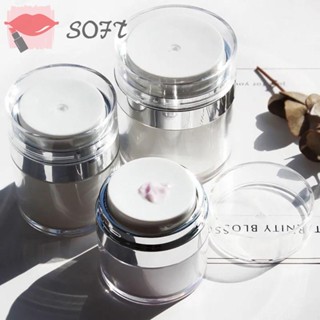 Softness ขวดปั๊มสุญญากาศ เติมได้ กันรั่วซึม สําหรับใส่เครื่องสําอาง ครีม 2 ชิ้น