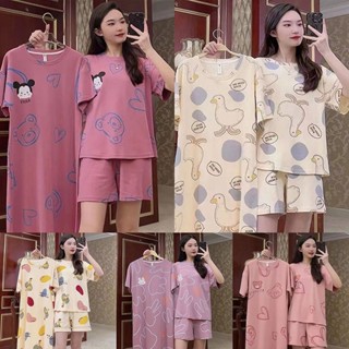 【สินค้าสปอต】2023ใหม่ ชุดนอนสามชิ้น ญี่ปุ่น ins Nightdress สั้น ๆ  บิ๊กไซส์ ชุดนอนน่ารัก แขนสั้นขาสั้นลายการ์ตูน ผ้าบางเบาใส่สบาย