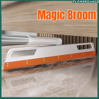 Telescopic Rod ซิลิโคนไม้กวาด Magic Broom Wiper Mop ห้องน้ำในครัวเรือน Magic Broom Collecting Dust Mop ทำความสะอาด Water Pusher Wiper ดอกไม้