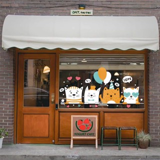 สติกเกอร์ ลายการ์ตูน สําหรับตกแต่งกระจก หน้าต่าง ประตู ร้านชานม เค้ก