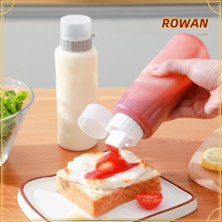 Rowans ขวดบีบซอส เครื่องปรุง PP 5 หลุม ขนาดใหญ่ พร้อมสเกล และฝาปิด 350 มล. สําหรับน้ําผึ้ง มัสตาร์ด มายอง