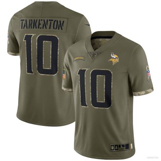 New1 เสื้อยืดกีฬา แขนสั้น พิมพ์ลาย NFL Minnesota Vikings Jersey Fran Tarkenton Salute To Service พลัสไซซ์ 2022