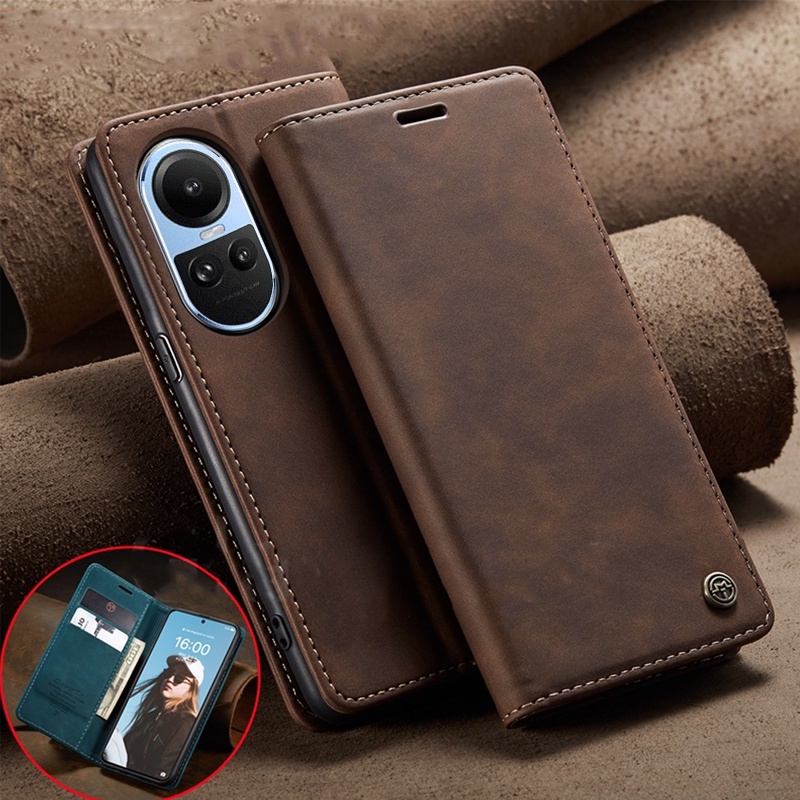 สําหรับoppo Reno 13 10 12 pro 13F 12F 8T 10pro reno10 reno13 reno12 5G 2024 2023 เคสโทรศัพท์หรูหราช่องใส่การ์ดผู้ถือRetroหนังฝาครอบ