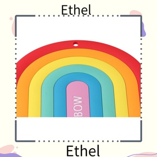 Ethel1 แผ่นรองแก้ว กันลื่น กันความร้อน สีรุ้ง ทําความสะอาดง่าย ทนทาน สําหรับห้องครัว