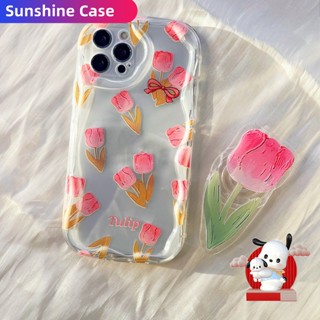 เคสโทรศัพท์มือถือนิ่ม ขอบตรง ลายดอกทิวลิป พร้อมขาตั้ง สําหรับ Redmi 12C Note 12 11 Pro 11 10s 10 9s 9 Pro Redmi 10C 10A 10 9 9A 9C 9T Poco X3 Pro X3NFC Mi 11 12 Lite