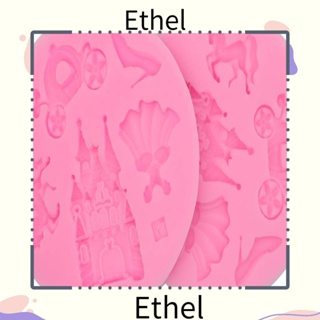 Ethel1 แม่พิมพ์ซิลิโคน รูปปราสาท สีชมพู สําหรับตกแต่งเค้ก ช็อคโกแลต ฟองดองท์ คัพเค้ก 2 ชิ้น