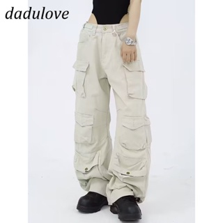 DaDulove💕 New American Ins High Street Multi-pocket Overalls Niche High Waist Wide Leg Pants Large Size Trousers