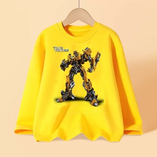 เสื้อยืด แขนยาว พิมพ์ลาย Transformers สําหรับเด็กผู้ชาย ไซซ์ 100-160