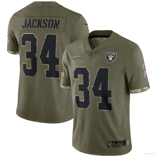 Qy เสื้อยืดกีฬาแขนสั้น ลายทีมชาติฟุตบอล NFL Las Vegas Raiders Jersey Bo Jackson Salute To Service พลัสไซซ์ 2022