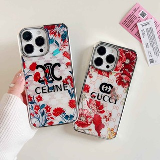 เคสโทรศัพท์มือถือ ชุบไฟฟ้า ลายดอกไม้ สําหรับ Apple iPhone 13 14 Pro Max