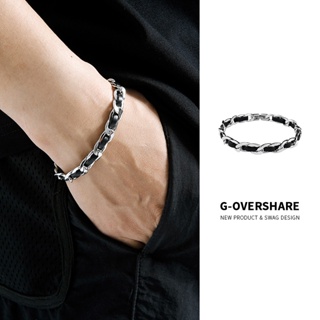 G-overshare แท้ สร้อยข้อมือ เชือกหนังทอมือ แฟชั่นคู่รัก