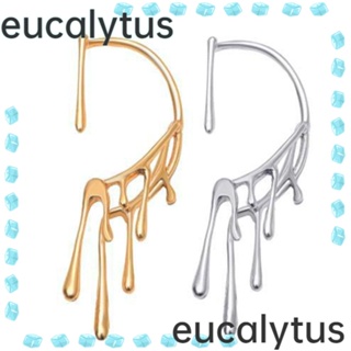 Eucalytus1 ต่างหูแบบหนีบ โลหะผสม ทรงหยดน้ํา เครื่องประดับแฟชั่น สําหรับผู้หญิง 2 ชิ้น