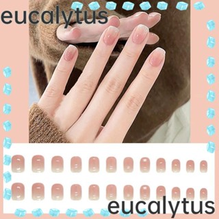 Eucalytus1 เล็บปลอมแฟชั่น แบบสั้น ไล่โทนสี ถอดออกได้ สําหรับเด็กผู้หญิง 24 ชิ้น ต่อกล่อง