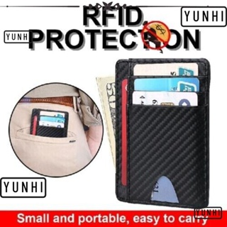 Yunhi RFID กระเป๋าสตางค์ คาร์บอนไฟเบอร์ ใส่บัตรเครดิตได้