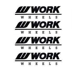 สติกเกอร์ 3M แต่งซิ่ง สติกเกอร์ ติดล้อ รถยนต์ WORK (STICKER CAR)ขนาด 9*2.5*0.1 ซม. สีดำ