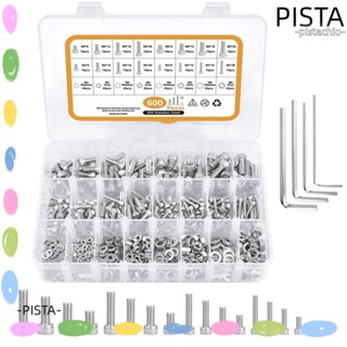 Pista ชุดสกรูซ็อกเก็ต สเตนเลส 304 M3 M4 M5 ประแจ 3 ชิ้น และน็อต 600 ชิ้น