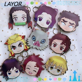 Lay กระเป๋าสตางค์ กระเป๋าใส่เหรียญ ขนาดเล็ก ลายการ์ตูน Demon Slayer น่ารัก