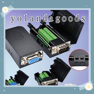 Yola VGA ขั้วต่อ พร้อมเชลล์ 15pins VGA ปลั๊ก 15 Pin สามแถว 3+6 ประเภทสกรู D-SUB DB15 VGA สําหรับคอมพิวเตอร์ โปรเจคเตอร์