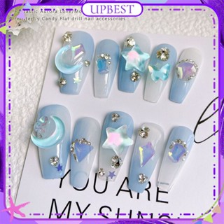 ♕ 1pc Nail Art Beautiful Girly Moon Series Jewelry Star Plain Color Butterfly Colorful Mocha K9 Crystal Flat Drill Nail Decoration Manicure Tool For Nail Shop 23 Designs UPBEST