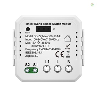 Tomobetter QS-Zigbee-S08-16A-U Tuya Zigbee Zigbee โมดูลสวิตช์ปุ่มกด ควบคุมผ่านแอพโทรศัพท์มือถือ 3 สวิตช์