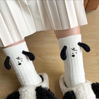 Spot# Three-dimensional doll socks womens spring and summer Japanese black ears puppy mid-calf stockings vertical stripes all-match heap socks women 8jj