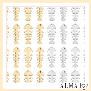 Alma จี้ก้างปลา สเตนเลส สีเงิน สีทอง สําหรับทําเครื่องประดับ แฮนด์เมด DIY