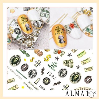 Alma สติกเกอร์ฟอยล์ แฟชั่น สําหรับตกแต่งเล็บ DIY