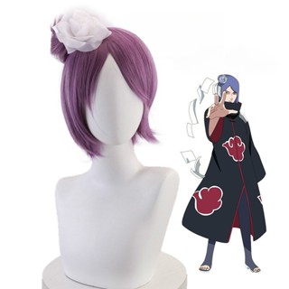 วิกผมคอสเพลย์นารูโตะ Akatsuki Konan สีม่วง ทนความร้อน สําหรับปาร์ตี้ฮาโลวีน คริสต์มาส