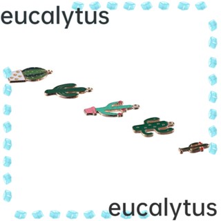 Eucalytus1 พวงกุญแจ จี้รูปกระบองเพชร 5 แบบ โลหะผสมทอง 50 ชิ้น