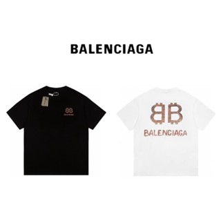 เสื้อยืดแขนสั้นลําลอง ผ้าฝ้าย พิมพ์ลายกราฟฟิติ BA881LEN666CIAGA สไตล์สตรีท แฟชั่นสําหรับผู้ชาย และผู้หญิง