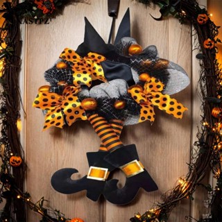 [Xastpz1] พวงหรีดต้อนรับ ลาย Happy Halloween พร้อมโบว์ สําหรับเทศกาลหน้าต่าง