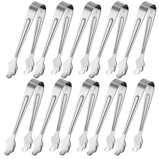 10pcs Bar Picnic BBQ Kitchen Stainless Steel Wedding Party Bacon Buffet Daily Use Candy Salad Ice Tongs