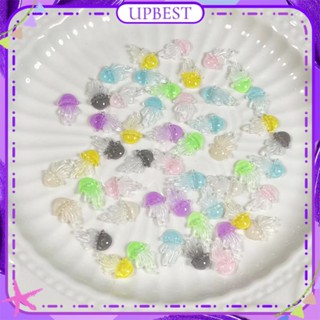 50pcs Nail Art Luminous Jellyfish Series Jewelry 3D Cartoon Sea Animal Hairpin Nail Decoration Manicure Tool For Nail Shop 8 Designs UPBEST