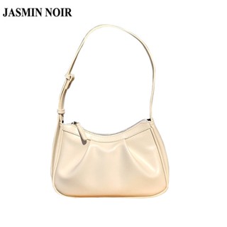 Jasmin NOIR กระเป๋าถือ กระเป๋าสะพายไหล่ สะพายข้าง หนัง PU จับจีบ เรียบง่าย สําหรับสตรี