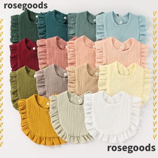 Rosegoods1 ผ้ากันเปื้อนน้ําลาย ลูกไม้ หลายชั้น สีพื้น สําหรับเด็กทารกแรกเกิด 2 ชิ้น